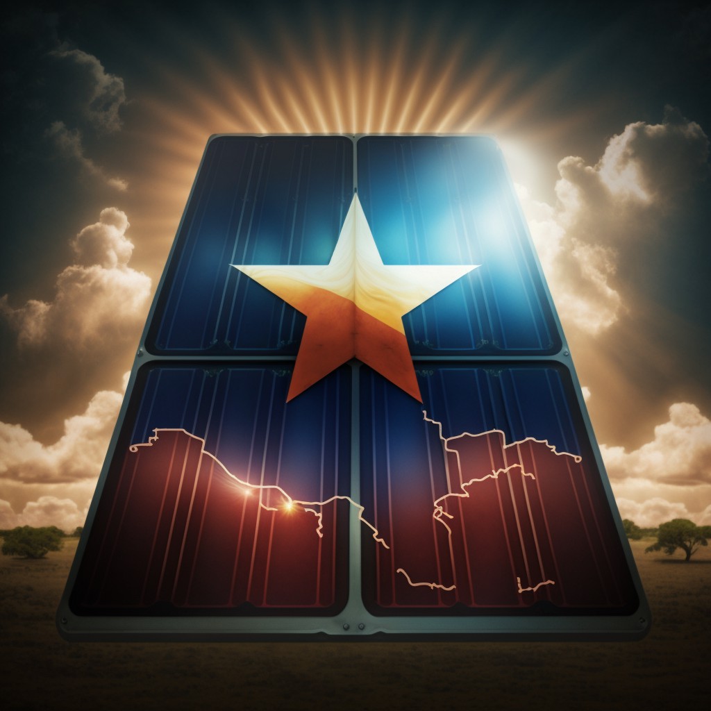 Texas flag on solar panels illustration